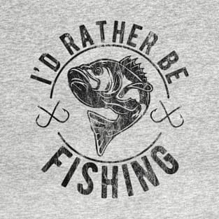 I’d Rather Be Fishing, Funny Vintage Style Fishing T-Shirt